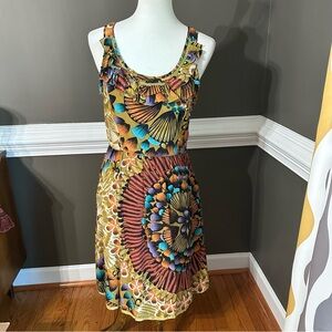 Anthropologie 100 percent silk Multicolor Floral Midi Dress